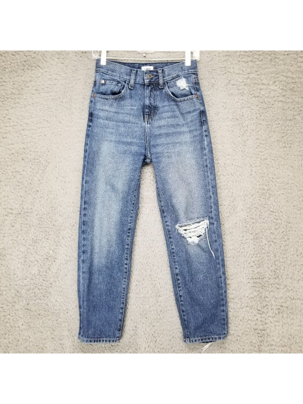 M1858 Jeans Womens 24 Blue Frida Cotton Distressed Cropped *Read*
